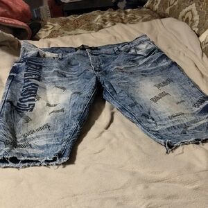 Blue Distressed Denim Shorts